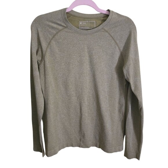 FIGS Salta Long Sleeve Underscrub Pale Olive Medical Workwear Size L - Picture 1 of 13